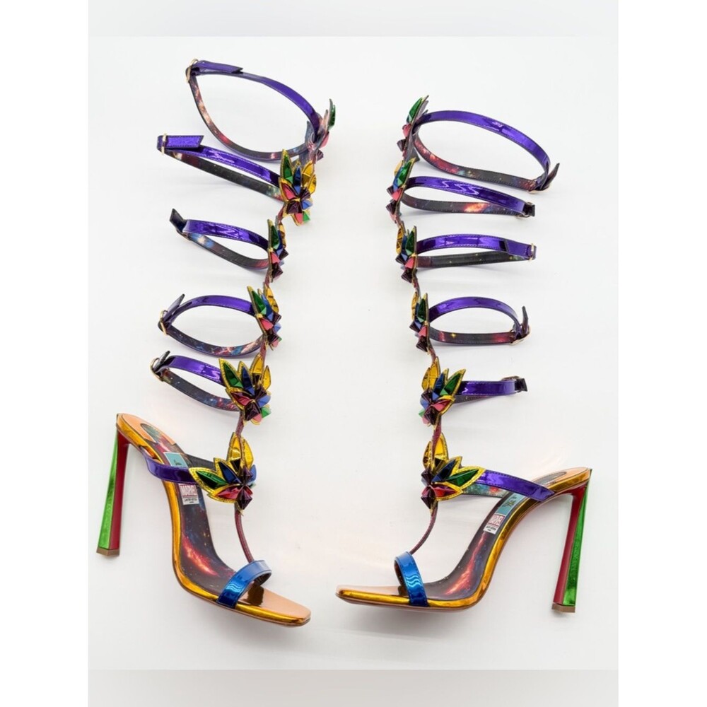Christian Louboutin Marvel Sea Warrior Gladiator Knee High Sandal Metallic 40.5 - Picture 2 of 14